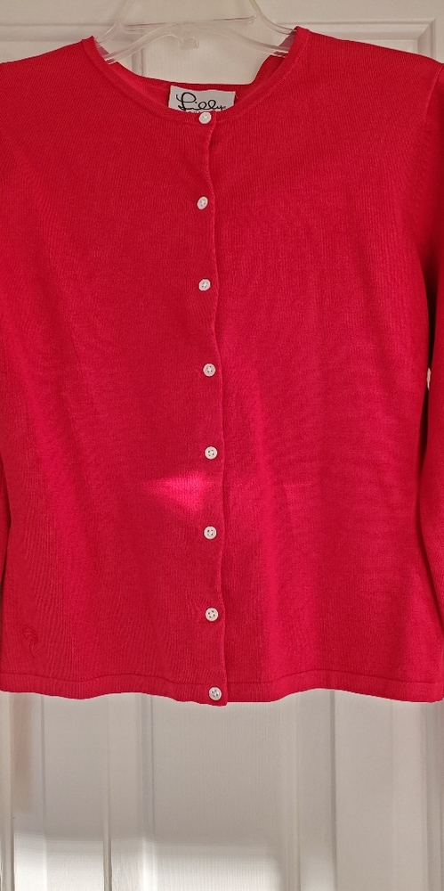 Lilly Pulitzer, red silk/spandex sweater, size S